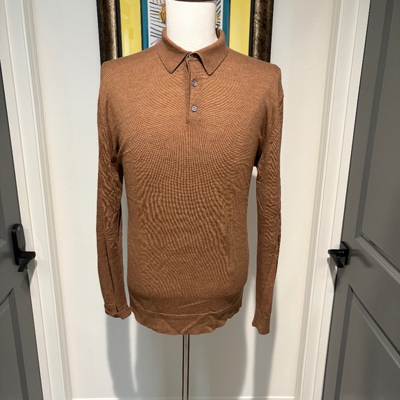 Patrick James Fine Marino Sweater Long Sleeve Polo - Picture 1 of 2